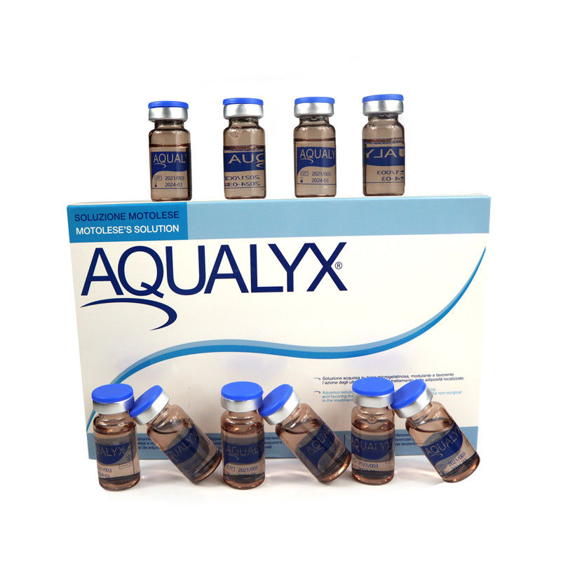 Aqualyx do wstrzykiwań rozpuszczalnych w tłuszczach lipolyza do wstrzykiwań kabelina ppcs utrata masy roztworu 8 ml x 10 butelki AQUALYX